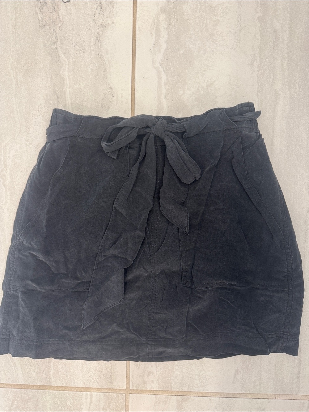 Madewell Black Tie-Waist Mini Skirt
